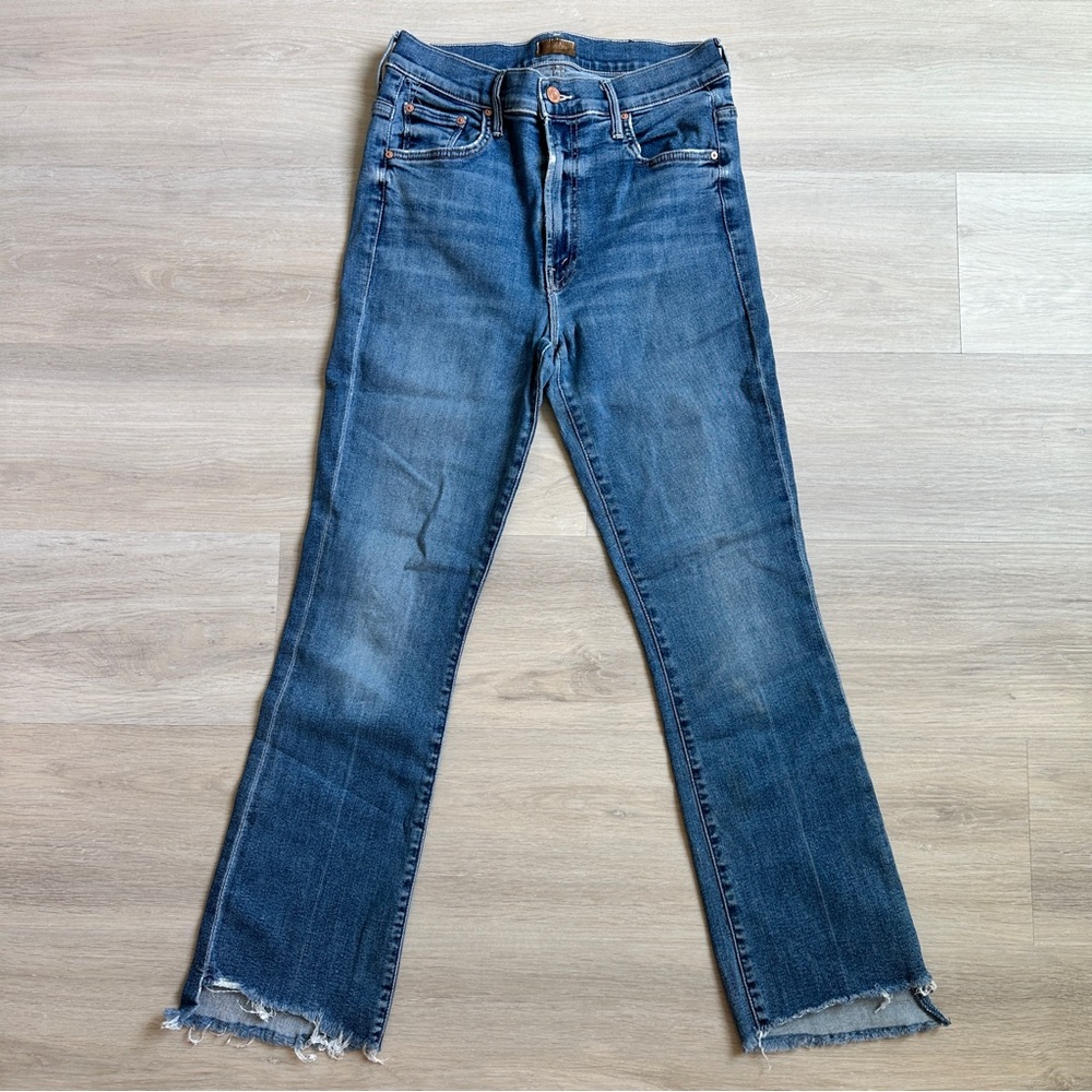 MOTHER Blue Denim cropped fray Women's Jeans